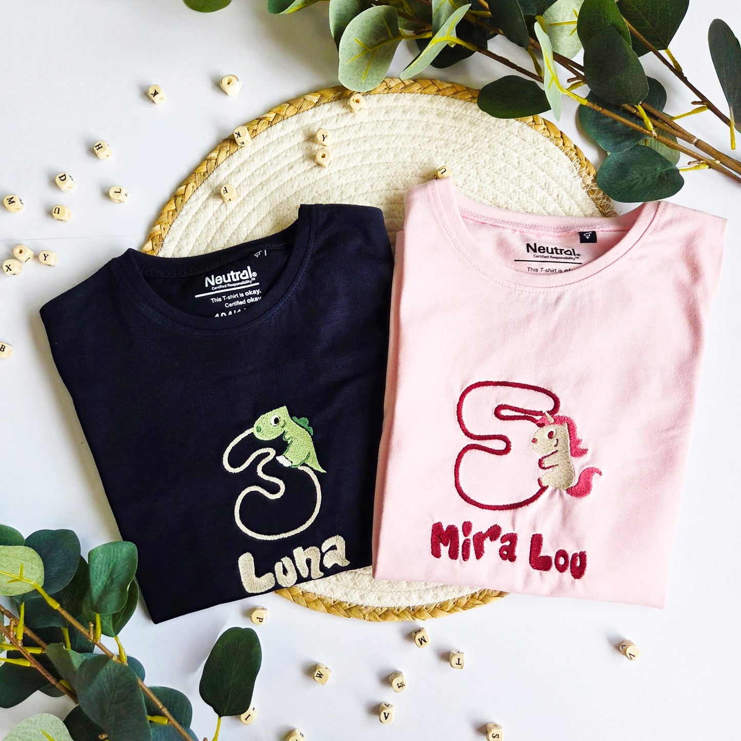 Personalisiertes Geburtstags T-Shirt Dino/Einhorn