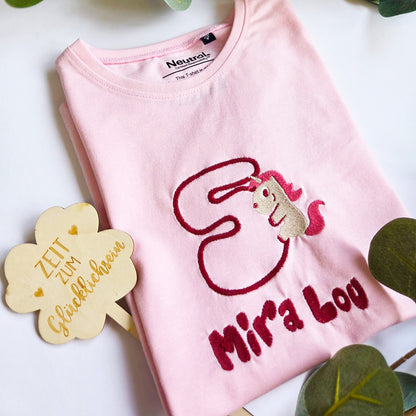 Personalisiertes Geburtstags T-Shirt Dino/Einhorn